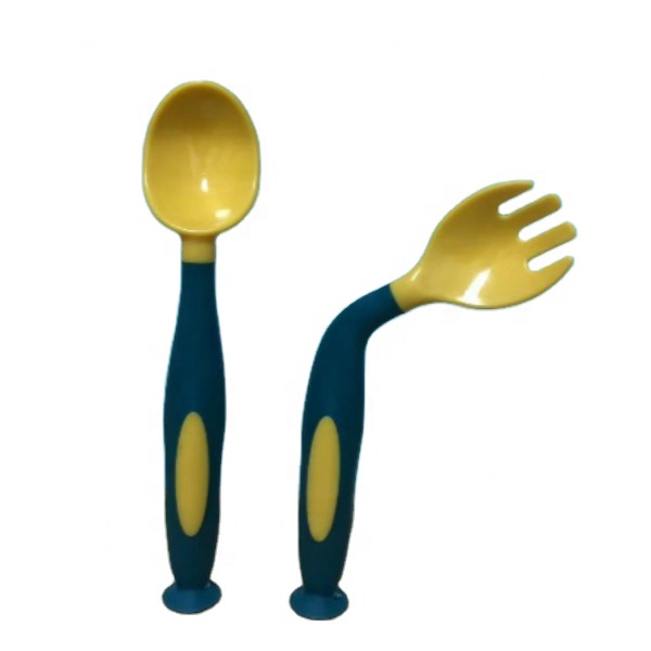 Wholesale BPA Free Food Grade PP Non-Toxic Baby Twist Fork Spoon